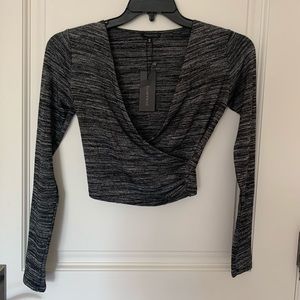 Dynamite Wrap Long Sleeve Crop Top